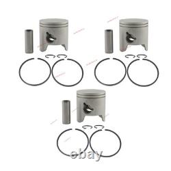 3 Piston Kits 6H3-11636-01 0.50 + Rings Fits Yamaha 60HP 70HP Outboard Motor