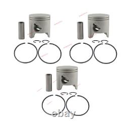 3 Set Piston Kit 6H3-11631-01 STD + Rings for Yamaha 60HP 70HP Outboard Motor 2T