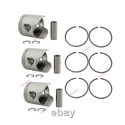3 Set Piston Kit 6H3-11631-01 STD + Rings for Yamaha 60HP 70HP Outboard Motor 2T