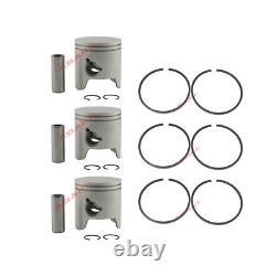 3 Set Piston Kit 6H3-11631-01 STD + Rings for Yamaha 60HP 70HP Outboard Motor 2T