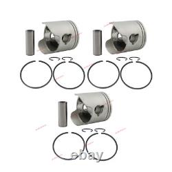 3 Set Piston Kit 6H3-11631-01 STD + Rings for Yamaha 60HP 70HP Outboard Motor 2T