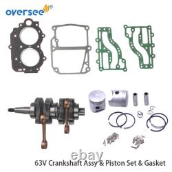 63V Crankshaft Assy & Piston Set & Gasket For Yamaha 2T 9.9 15HP Outboard Motor