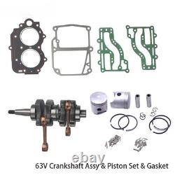 63V Crankshaft Assy & Piston Set & Gasket For Yamaha 2T 9.9 15HP Outboard Motor