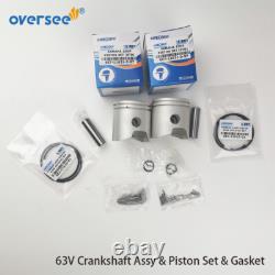 63V Crankshaft Assy & Piston Set & Gasket For Yamaha 2T 9.9 15HP Outboard Motor